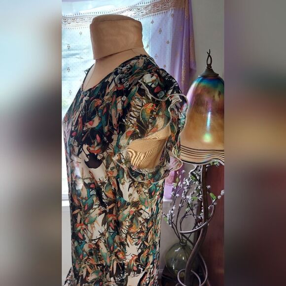Belle du JOUR Sheer Bird Dress Size XL Fits Medium - Picture 3 of 10